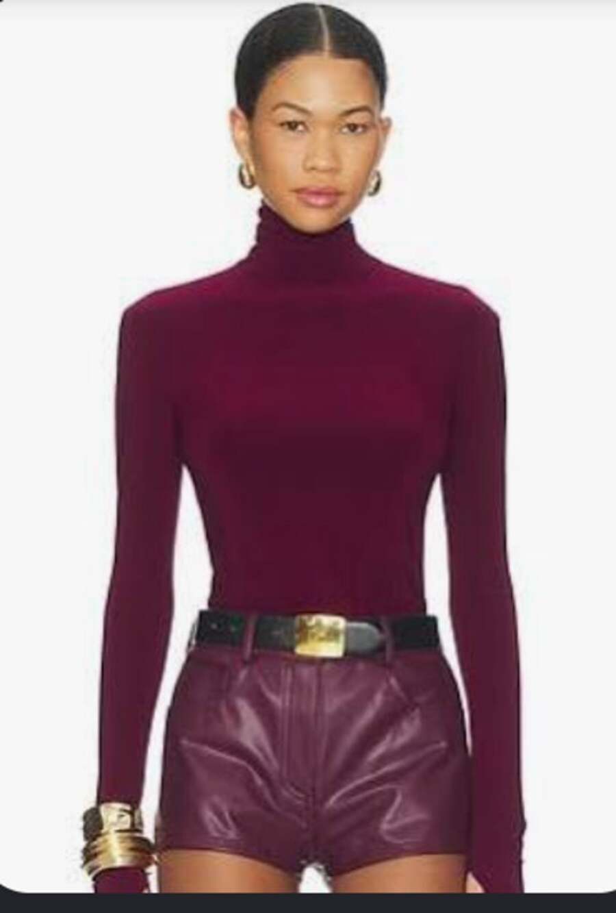 Norma Kamali Wine Red Turtleneck Sweater M Burgundy Christmas Holiday Party Knit